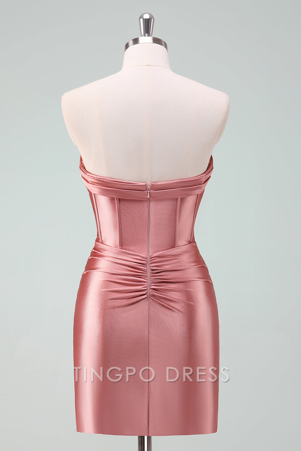 TingPo Wholesale Elegant Stylish Copper Bodycon Sweetheart Satin Corset Short Homecoming Dress formal wear dresses